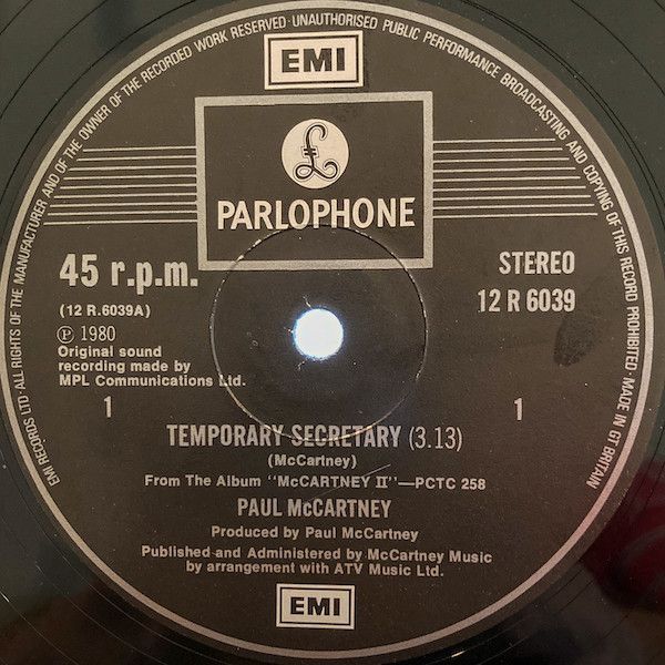 Paul McCartney ‎– Temporary Secretary