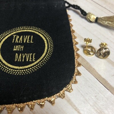 Gold Globe of the World stud earrings