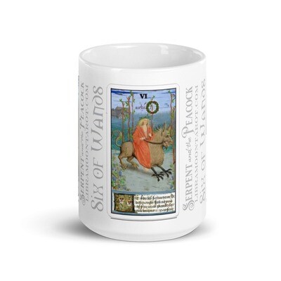 White glossy mug - Tarot; Six of Wands