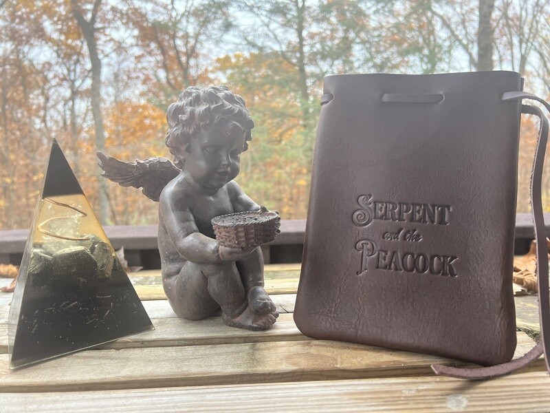 Debossed Leather Bag 8.5x6 - Serpent and Peacock