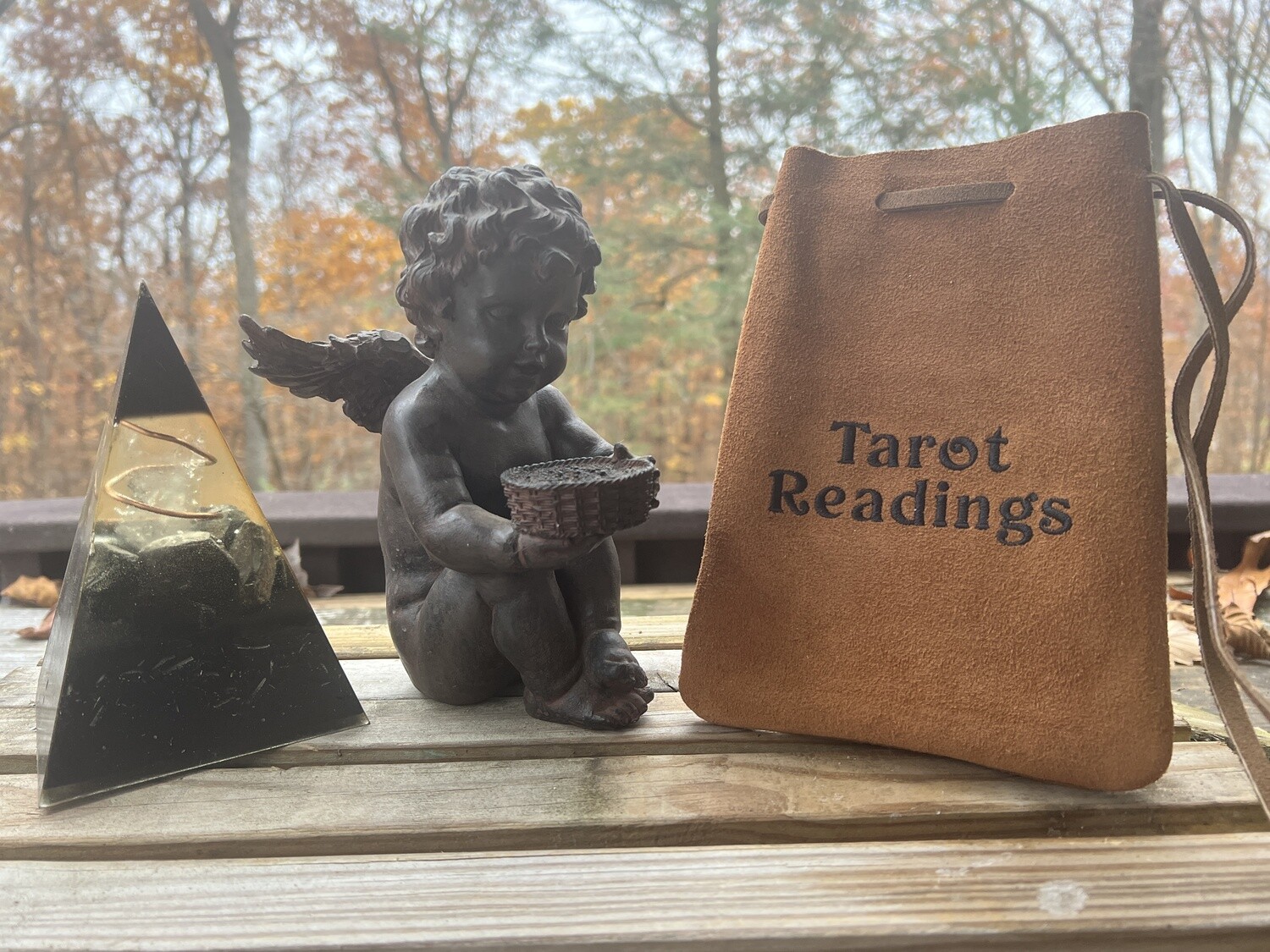 Suede Embroidered Suede Leather Bag 8.5x6 - Tarot Reading