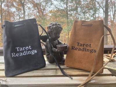 Suede Embroidered Suede Leather Bag 8.5x6 - Tarot Reading
