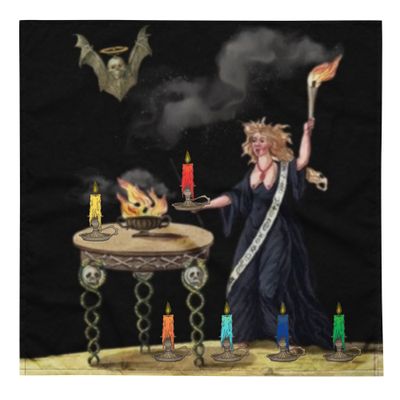 Tarot Cloth - Witches' Candle in Black