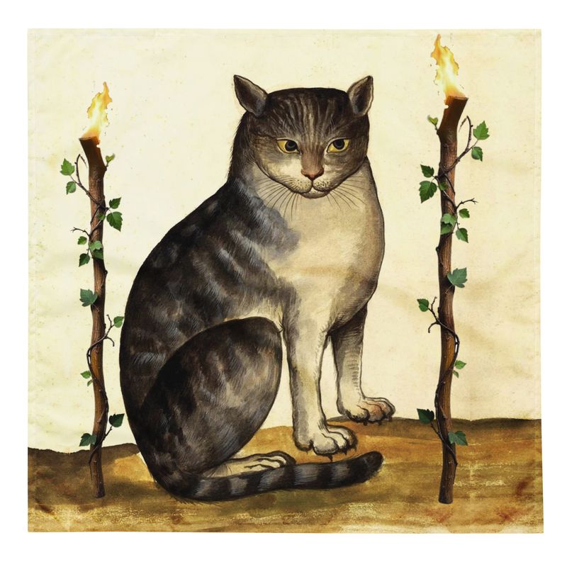 Tarot Cloth Two of Wands Cat