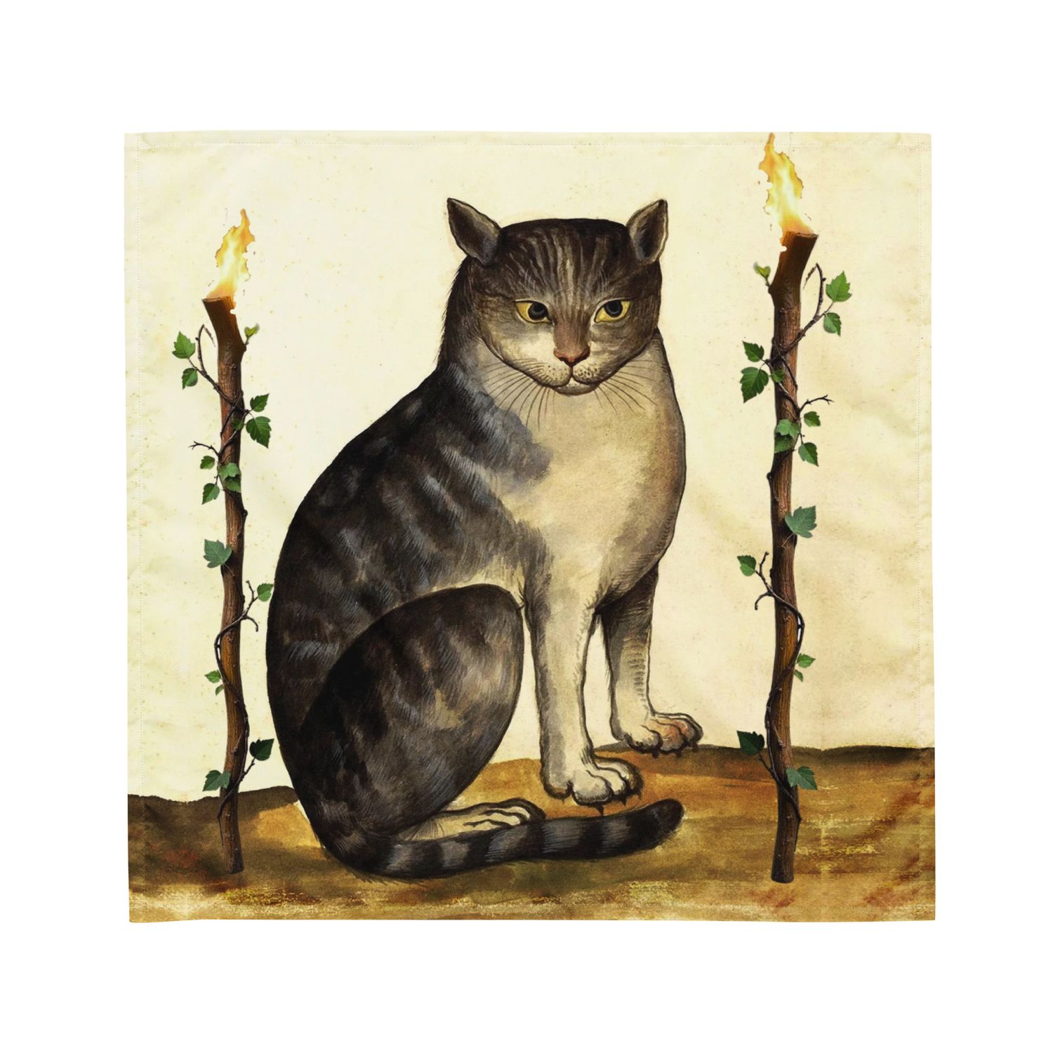 Tarot Cloth Two of Wands Cat