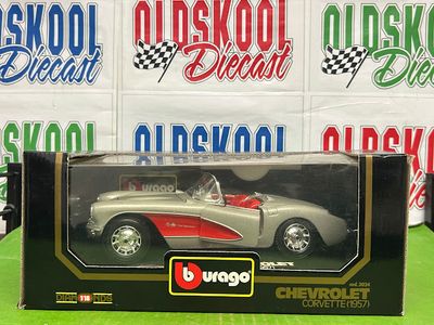 1957 Chevrolet Corvette Convertible Silver Burago Diamonds cod.3024 1:18 scale