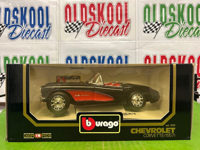1957 Corvette Black and Red Convertible Burago Diamonds Cod. 3034 1:18 scale