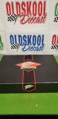 Johnny Lightning Collector Club Membership Box with 1:64 scale 1967 Plymouth GTX Convertible, 1969 Royal Bobcat GTO and Keychain