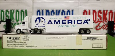 Chevy Corvette Cab with Drop-Bed Trailer Americas Cup San Diego 1992 ETRL WHITEGMC 1:64 scale