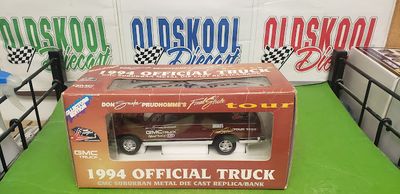 Don Snake Pruhomme&#39;s Final Strike Tour 1994 Official Truck GMC Surburban Metal Die Cast Replica Bank Race Image 1:25 Scale