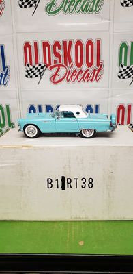 1956 Ford Thunderbird Turquoise Convertible w/ White Hard Top Franklin Mint Limited Edition 1:24 Scale