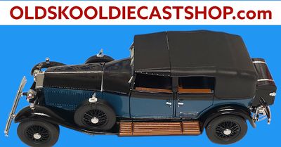1929 Rolls Royce Phantom I Cabriolet Deville Black &amp; Blue 1988 Franklin Mint B11PR25 Limited Edition 1:24 Scale