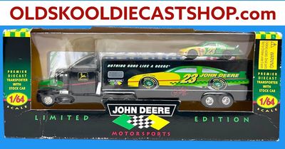 Chad Little #23 John Deere Motorsports Stock Car with Transporter Premier Edition 1996 Collector Series 1:64 Scale