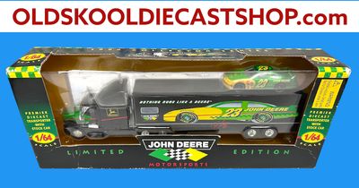 Chad Little #23 John Deer Motorsports Stock Car with Transporter Premier Edition 1996 Racing Champions 1:64 Scale