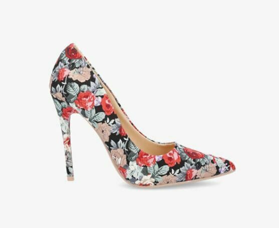 Escarpins tissu fleuri - noir