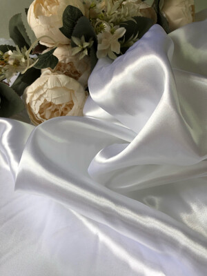Ткань Атлас, белый, шир 150 см