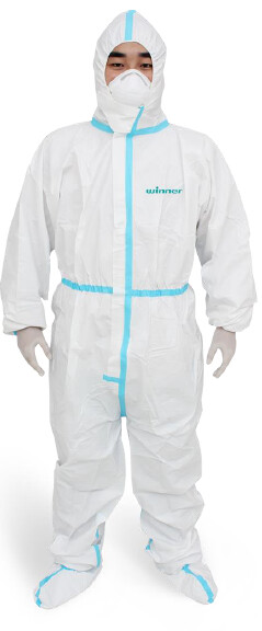 Winner Medical Unsterile protective coverall with connected shoe cover with CE Certificate CE0123 Grösse "L"