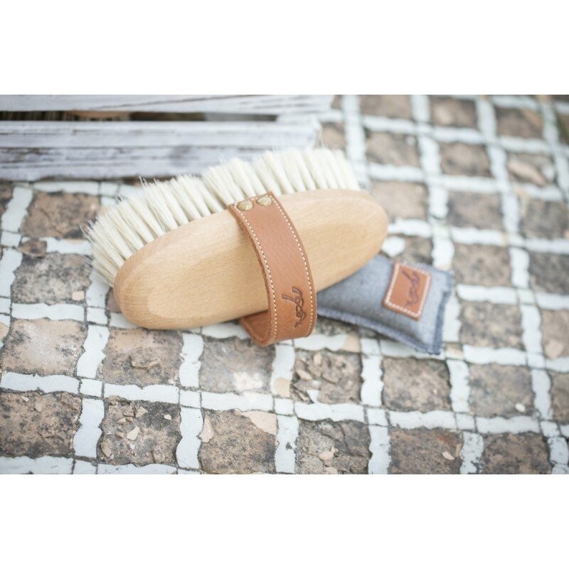 Brosse douce grand modèle sangle cuir - PENELOPE