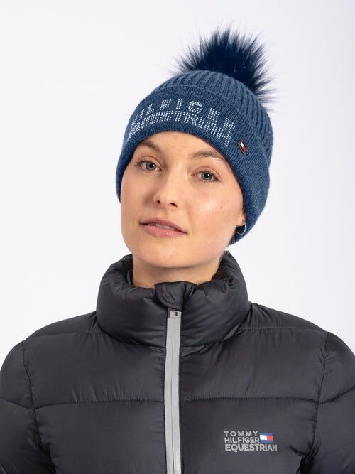 Bonnet côtelé indigo à pompon - TOMMY HILFIGER Bonnet côtelé indigo à pompon - TOMMY HILFIGER