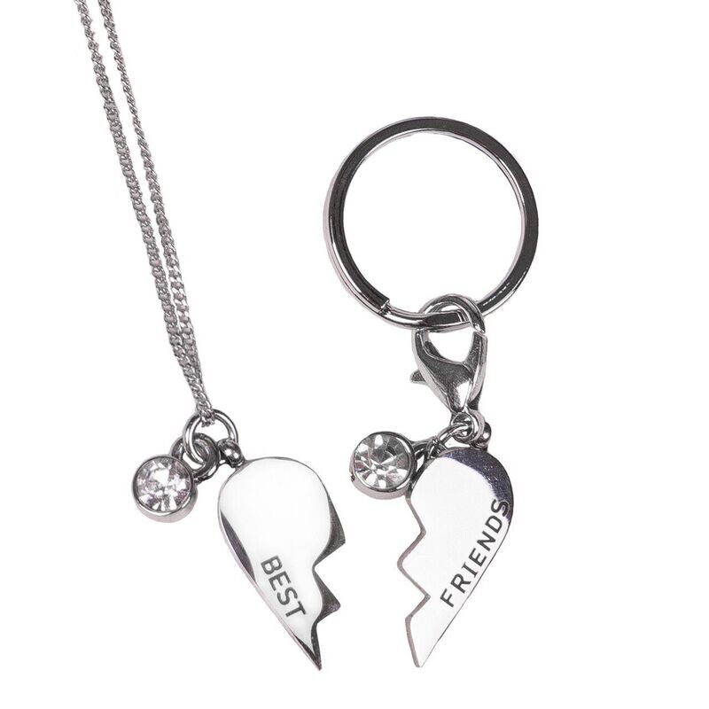 Collier et Charm's de l'amitié 1/2 coeur - QHP
