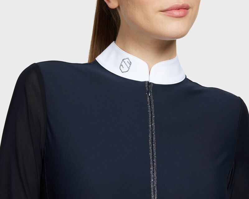 Polo de concours Aloïse manches longues Navy paradise Shine- SAMSHIELD