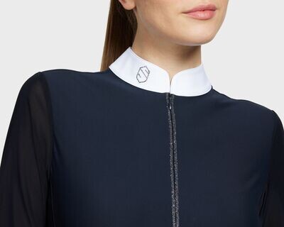 Polo de concours Aloïse manches longues Navy paradise Shine- SAMSHIELD