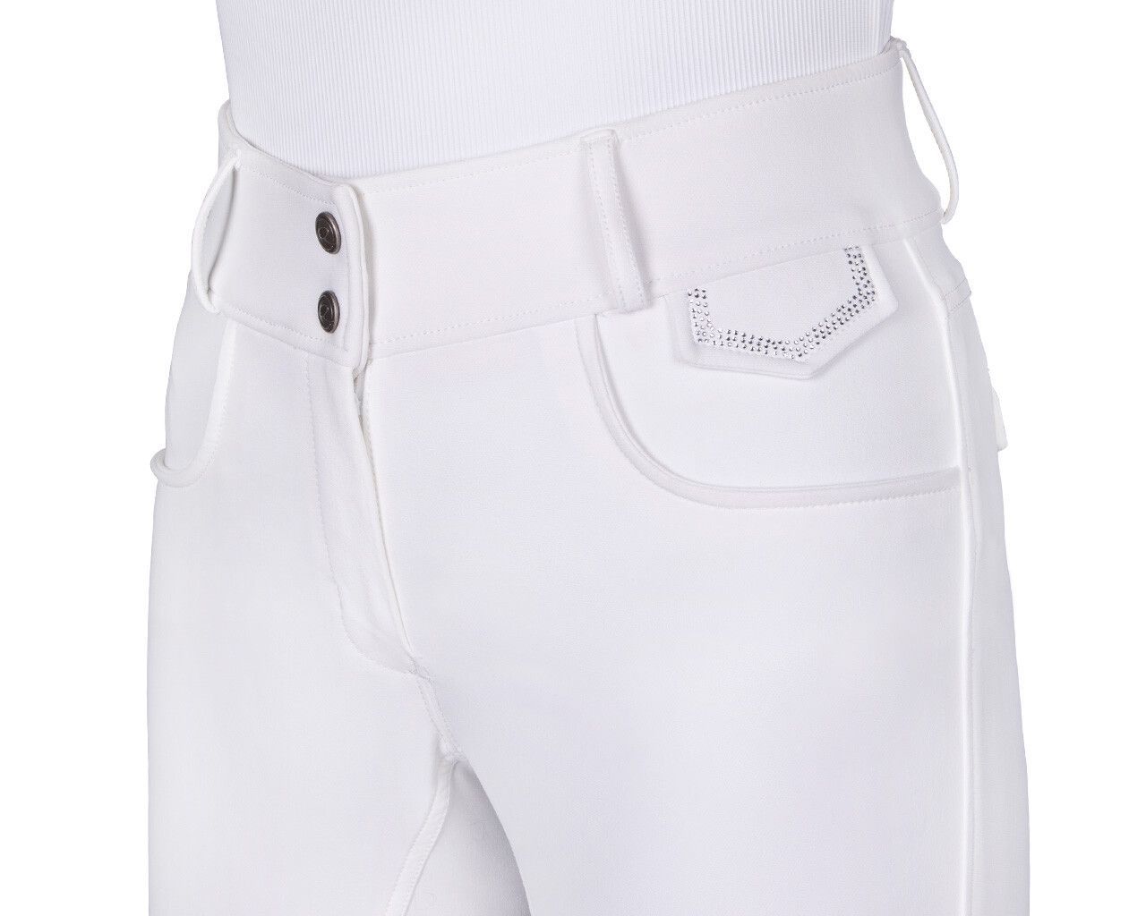 Pantalon d'équitation Djune full grip Blanc - QHP, Taille: 38