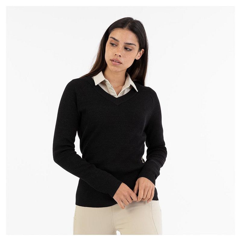 Pull confortable en V noir - ANKY