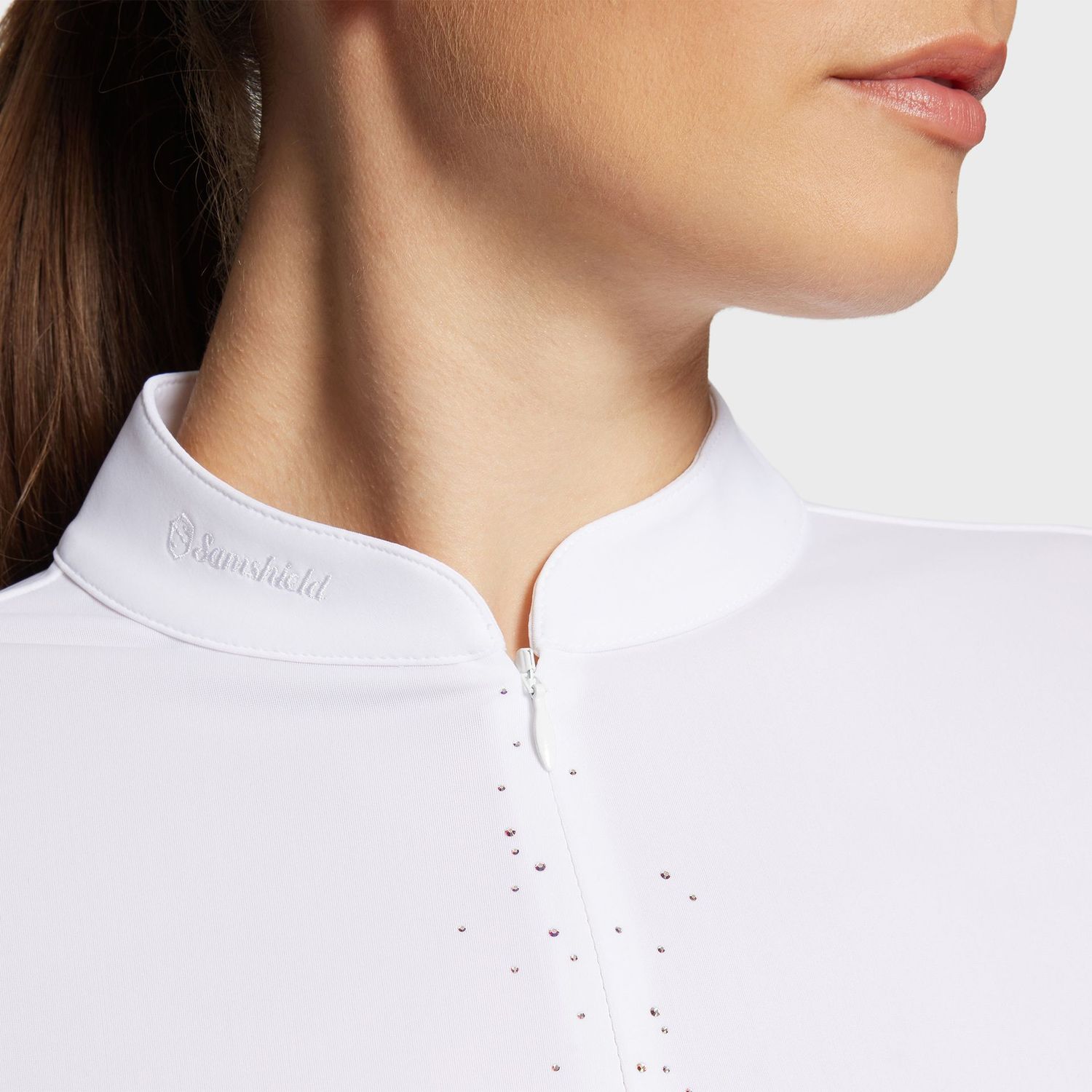 Polo de concours Louison Crystal LS blanc - SAMSHIELD