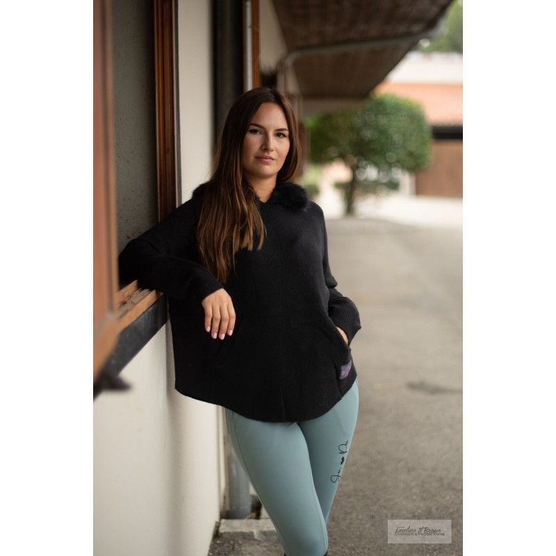Pull Cape - JU ET PA, Couleur: Noir
