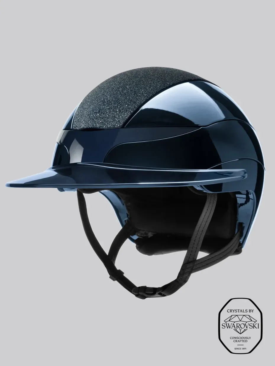 Casque Xanto Lucido swarovski sun visor navy - EQUILINE