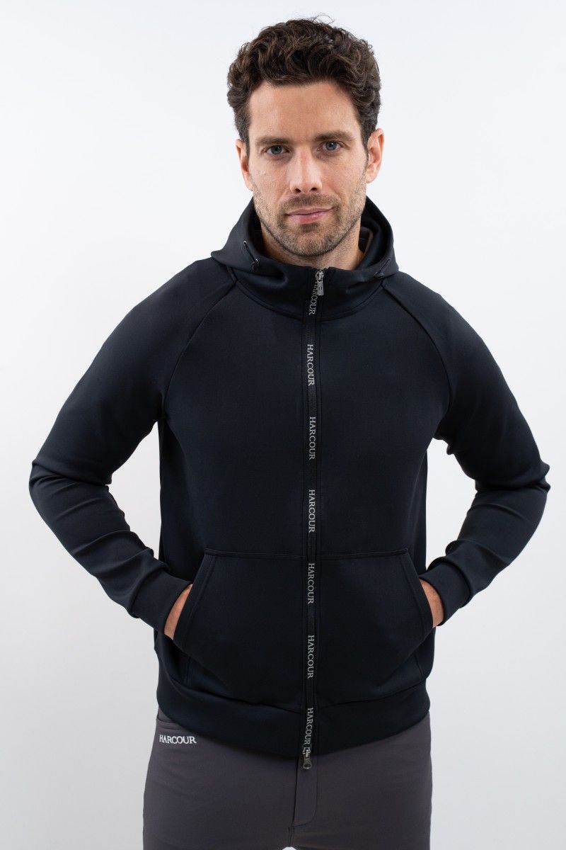 Sweat zippé technique et strech Aron noir - HARCOUR