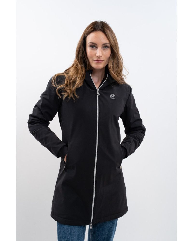 Manteau Abby mi long noir - HARCOUR