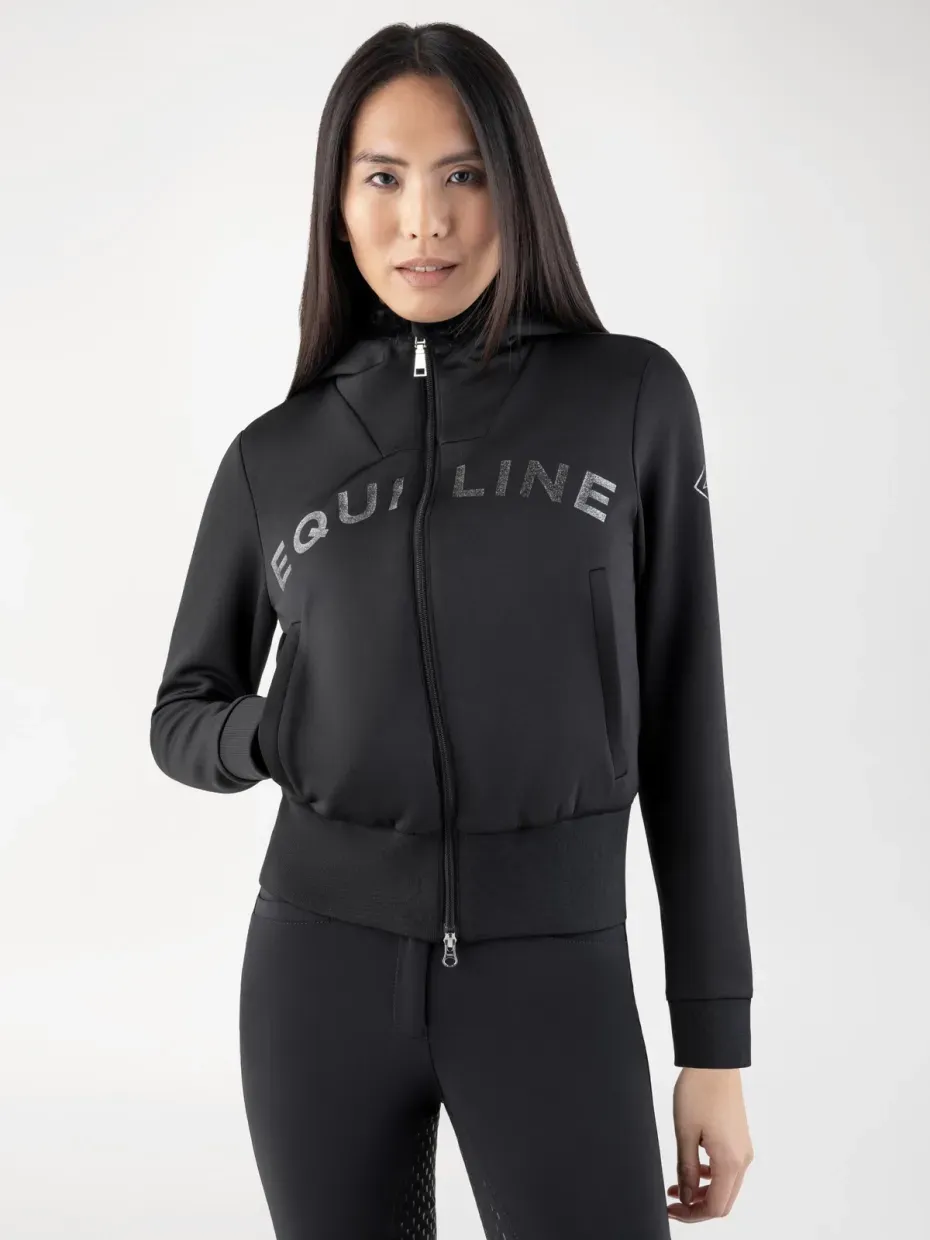 Sweat noir logo pailleté  - EQUILINE