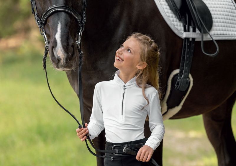 Polo de compétition blanc manches longues - COVALLIERO