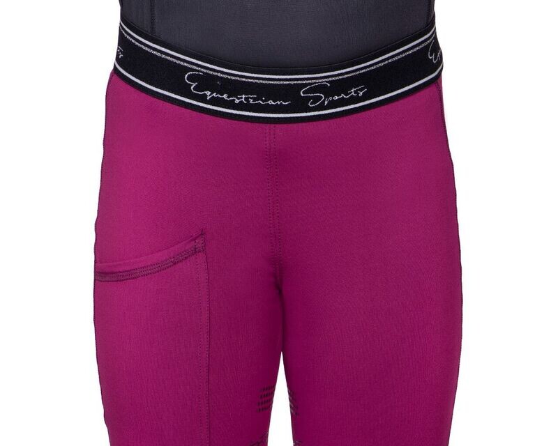 Legging d'équitation Eden Junior full grip fushia - QHP Legging d'équitation Eden Junior full grip fushia - QHP