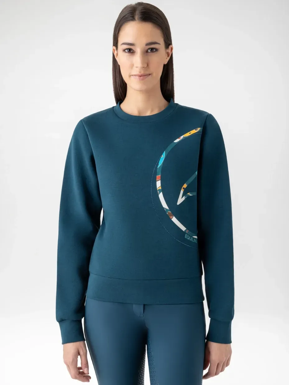 Sweat Donna col rond Bleu légion M - EQUILINE Sweat Donna col rond Bleu légion M - EQUILINE