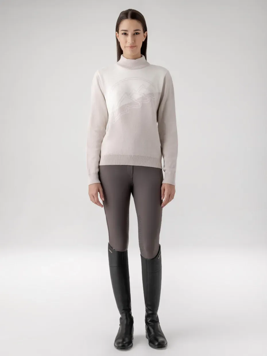 Pull Donna beige col montant - EQUILINE Pull Donna beige col montant - EQUILINE