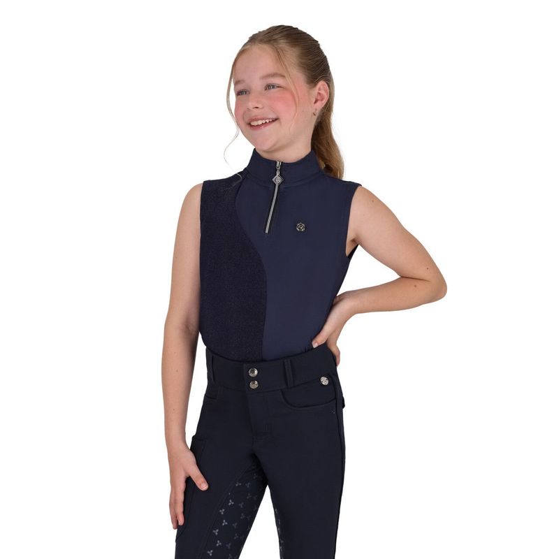 Polo de sport sans manche Aubree marine junior - QHP
