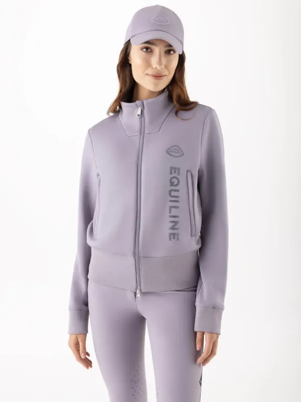 Sweat-shirt zipé Mauve avec logo strass - EQUILINE