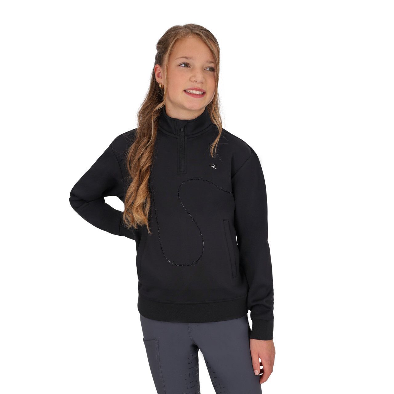 Sweatshirt demi-zippé Livora Junior noir - QHP Sweatshirt demi-zippé Livora Junior noir - QHP