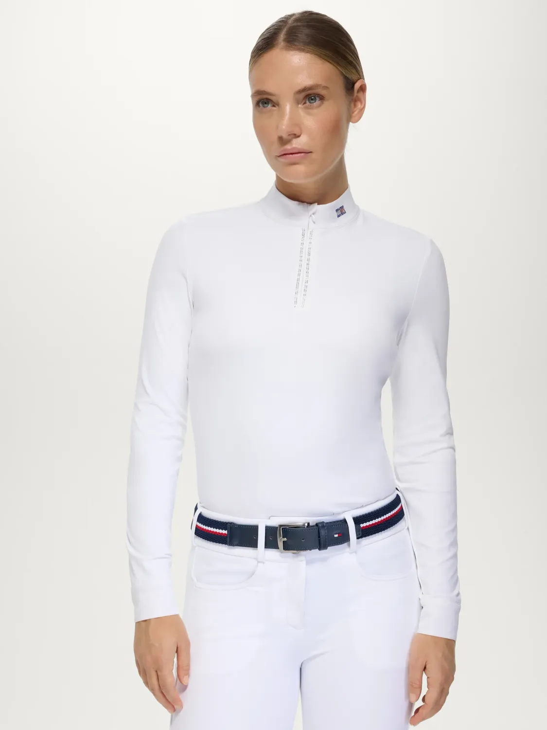 Polo de concours blanc avec strass, manches longues - Tommy hilifiger Polo de concours blanc avec strass, manches longues - Tommy hilifiger