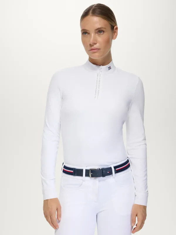 Polo de concours blanc avec strass, manches longues - Tommy hilifiger Polo de concours blanc avec strass, manches longues - Tommy hilifiger