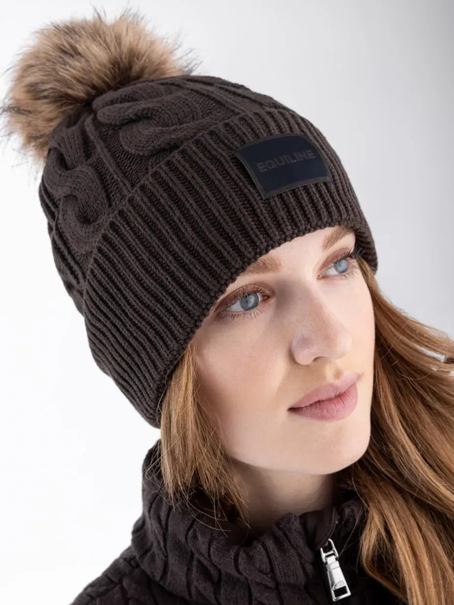 Bonnet Pompon Coffee - EQUILINE Bonnet Pompon Coffee - EQUILINE