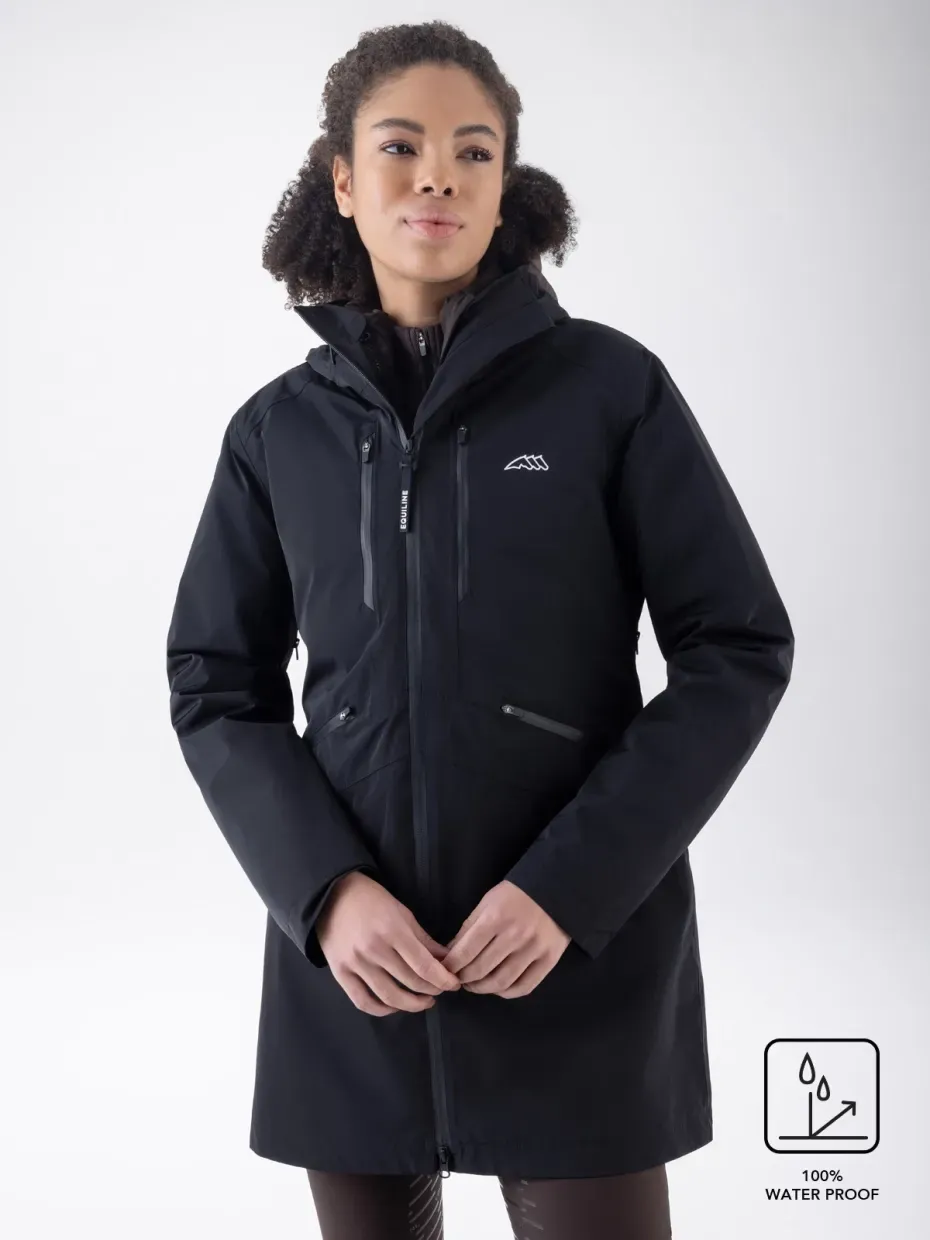 Manteau 3 en 1 imperméable 20000 mm noir/coffee - EQUILINE Manteau 3 en 1 imperméable 20000 mm noir/coffee - EQUILINE