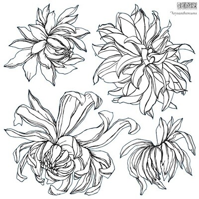 Chrysantheum 12x12 Decor Stamp - Iron Orchid Designs