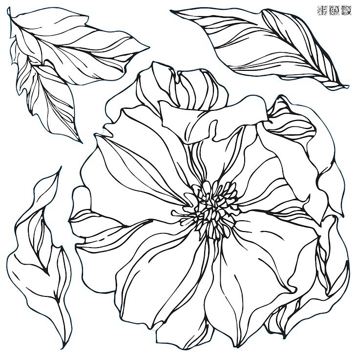 Peonies 12x12 Decor Stamp - Iron Orchid Designs