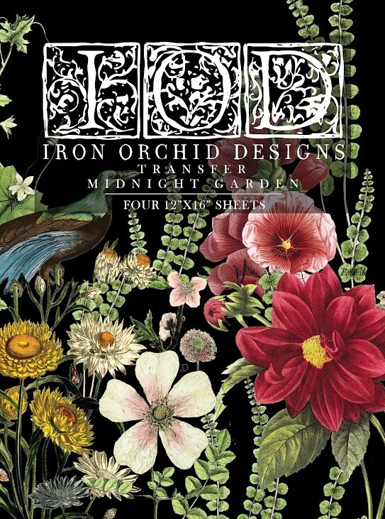 Midnight Garden Transfer 12&quot; X 16&quot; - Iron Orchid Designs