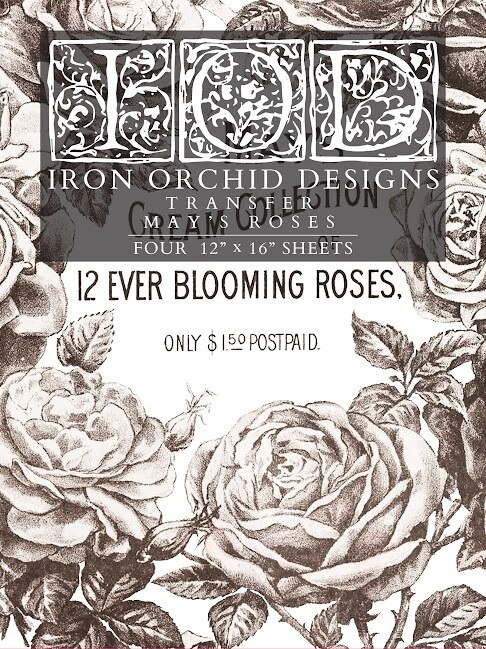 May&#39;s Roses Transfer 12&quot; X 14&quot; Sheets - Iron Orchid Designs
