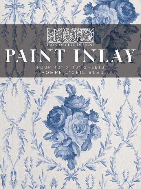 Trompe L&#39;oeil Bleu Paint Inlay 12&quot; X 16&quot; - Iron Orchid Designs